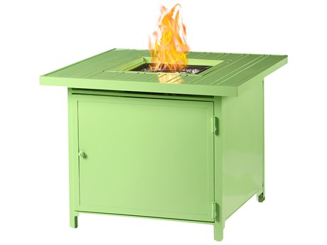 Oakland Living Square Aluminum Propane Patio Fire Pit Table with Glass Beads