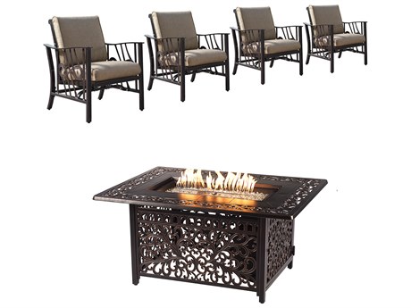 Oakland Living Aluminum 48'' Rectangular Antique Copper Fire Pit Table Set