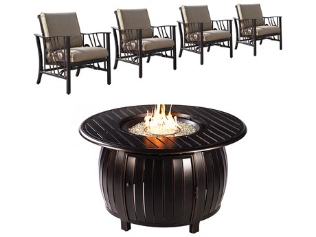 Oakland Living Aluminum 44'' Round Antique Copper Fire Pit Table Set