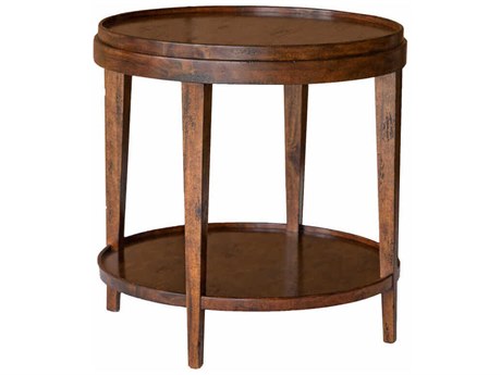 Oliver Home Liz Round Wood Country End Table