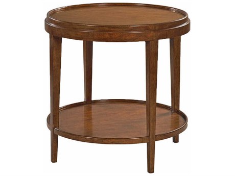 Oliver Home Liz Round Wood Rustic End Table