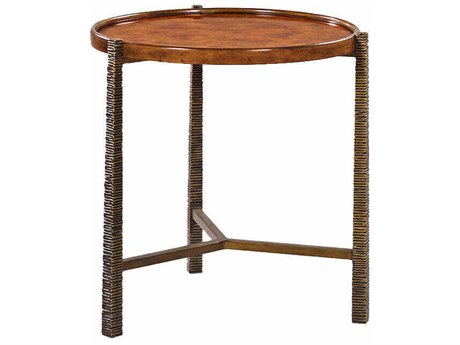 Oliver Home Reston Round Wood Burnished Bronze End Table
