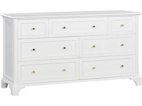 Oliver Home Lakewood 6-Drawers White Acacia Wood Double Dresser
