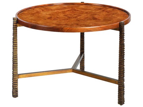 Oliver Home Reston Round Wood Burnished Bronze Coffee Table