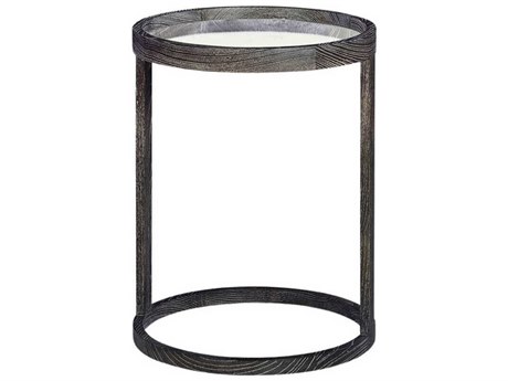 Oliver Home Cyrus Round Wood Midnight End Table