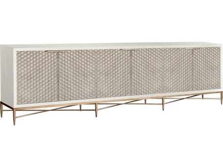 Oliver Home Honeycomb 128" Sand Sideboard