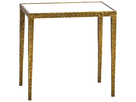 Oliver Home Nester Rectangular Glass Burnished Brass End Table