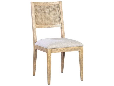 Oliver Home Caine-II Oak Wood Beige Upholstered Armless Dining Chair
