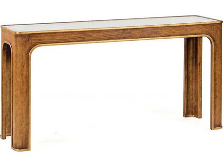Oliver Home Rome Rectangular Glass Autumn Gold Leaf Console Table
