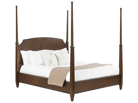 Oliver Home Thames Syrup Brown Wood King Four Poster Bed