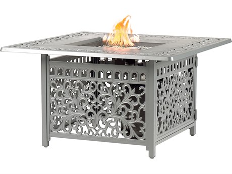 Oakland Living Square Aluminum Propane Outdoor Patio Fire Pit Table with Glass Beads