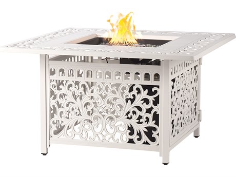 Oakland Living Square Aluminum Propane Patio Fire Pit Table with Glass Beads