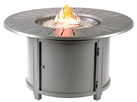 Oakland Living Round Aluminum Propane Patio Fire Pit Table with Glass Beads