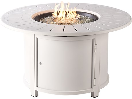 Oakland Living Round Aluminum Propane Outdoor Fire Pit Table with Glass Beads