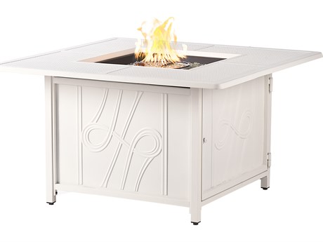Oakland Living Square Aluminum Propane Patio Fire Pit Table with Glass Beads