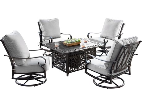 Oakland Living Aluminum 48'' Rectangular Fire Pit Table Set