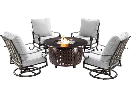 Oakland Living Aluminum 44'' Round Fire Pit Table Set