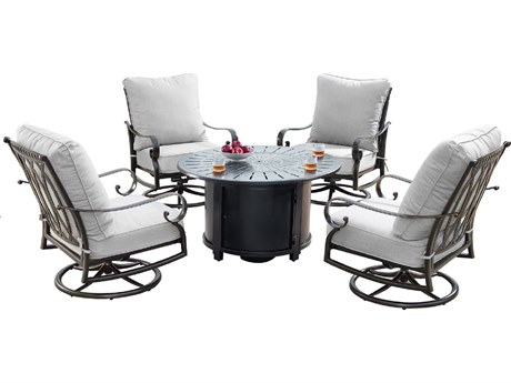Oakland Living Aluminum 44'' Round Fire Pit Table Set
