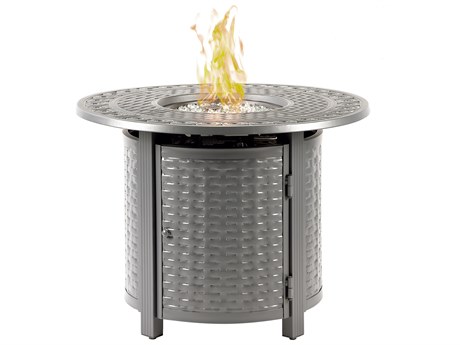 Oakland Living Round Aluminum Propane Outdoor Patio Fire Pit Table with Glass Beads
