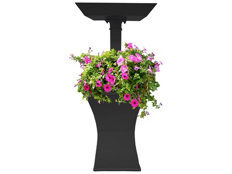 Oakland Living Modern Square Cast Aluminum 40'' Black Bird Bath and Planter Vase Combo