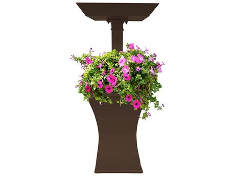Oakland Living Modern Square Cast Aluminum 40'' Brown Bird Bath and Planter Vase Combo