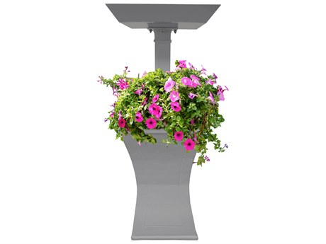 Oakland Living Modern Square Cast Aluminum 40'' Grey Bird Bath and Planter Vase Combo