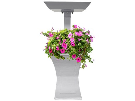 Oakland Living Modern Square Cast Aluminum 40'' White Bird Bath and Planter Vase Combo