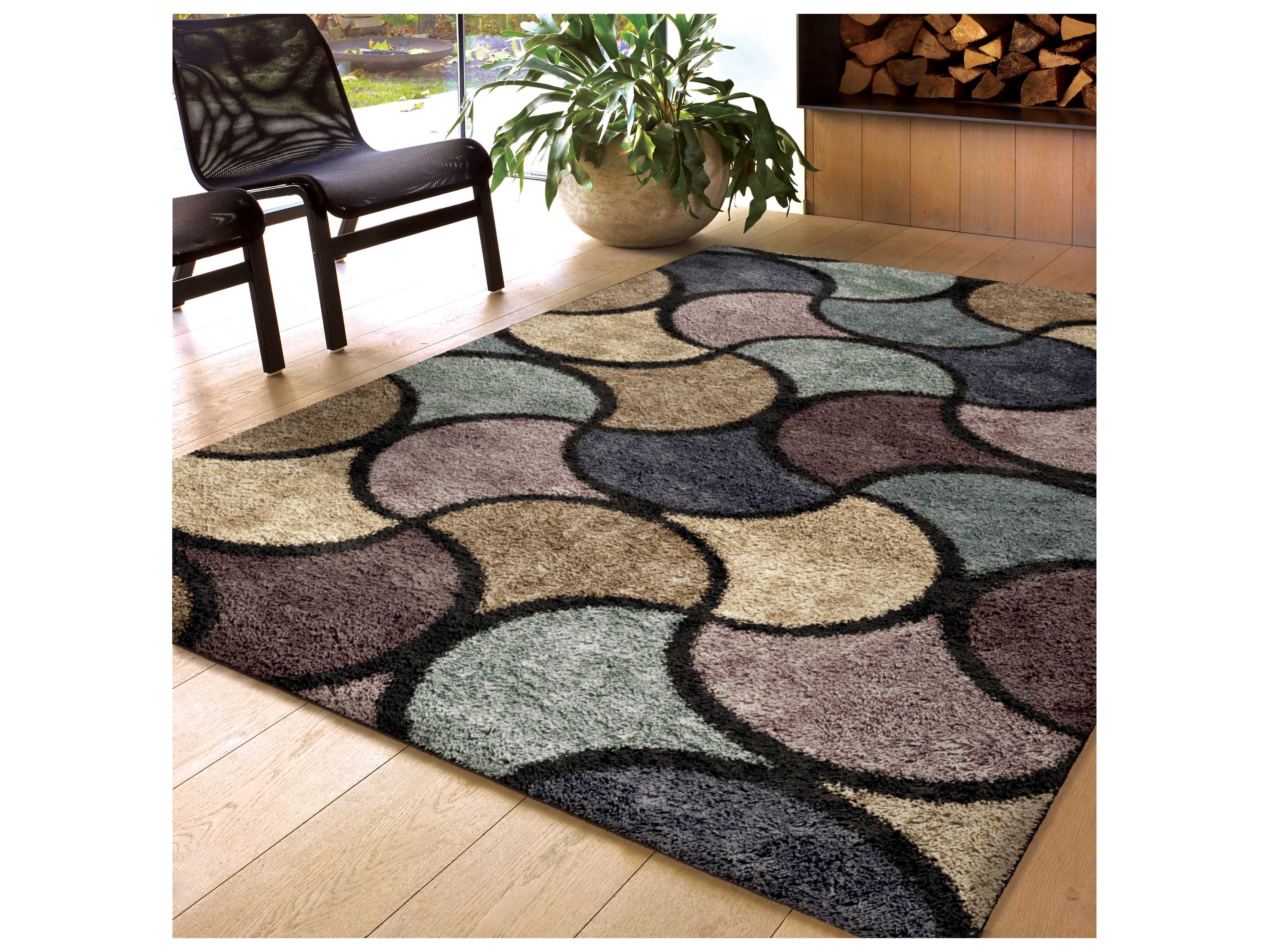 Orian Rugs ShagRiLa Rectangular Halfmoon Steel Blue Area Rug ON1727