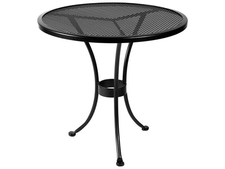 Woodard Wrought Iron Mesh 36'' Wide Round Bistro Table With Umbrella 