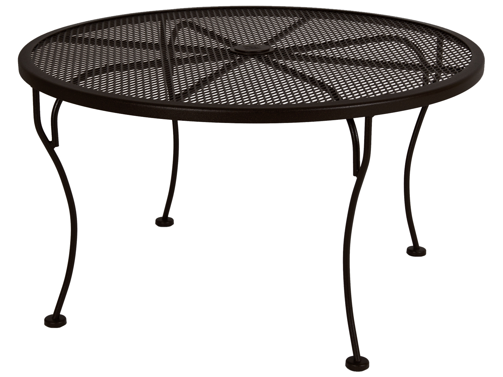 OW Lee Micro Mesh Wrought Iron 36 Round Side Table With Umbrella Hole