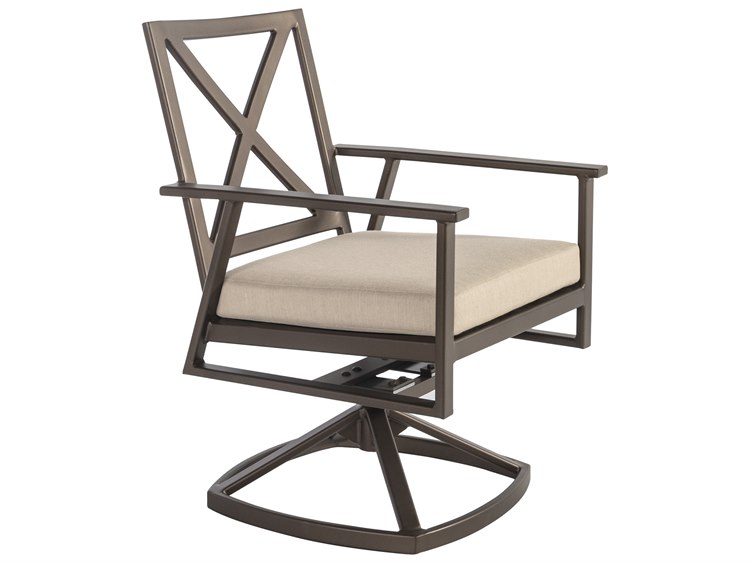 OW Lee Marin Cushion Aluminum Swivel Rocker Dining Arm Chair