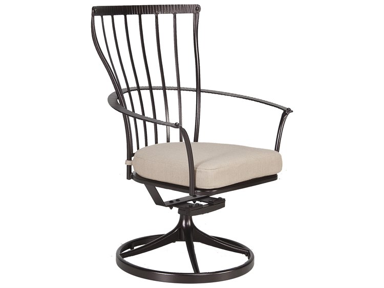 OW Lee Monterra Wrought Iron Swivel Rocker Dining Arm Chair