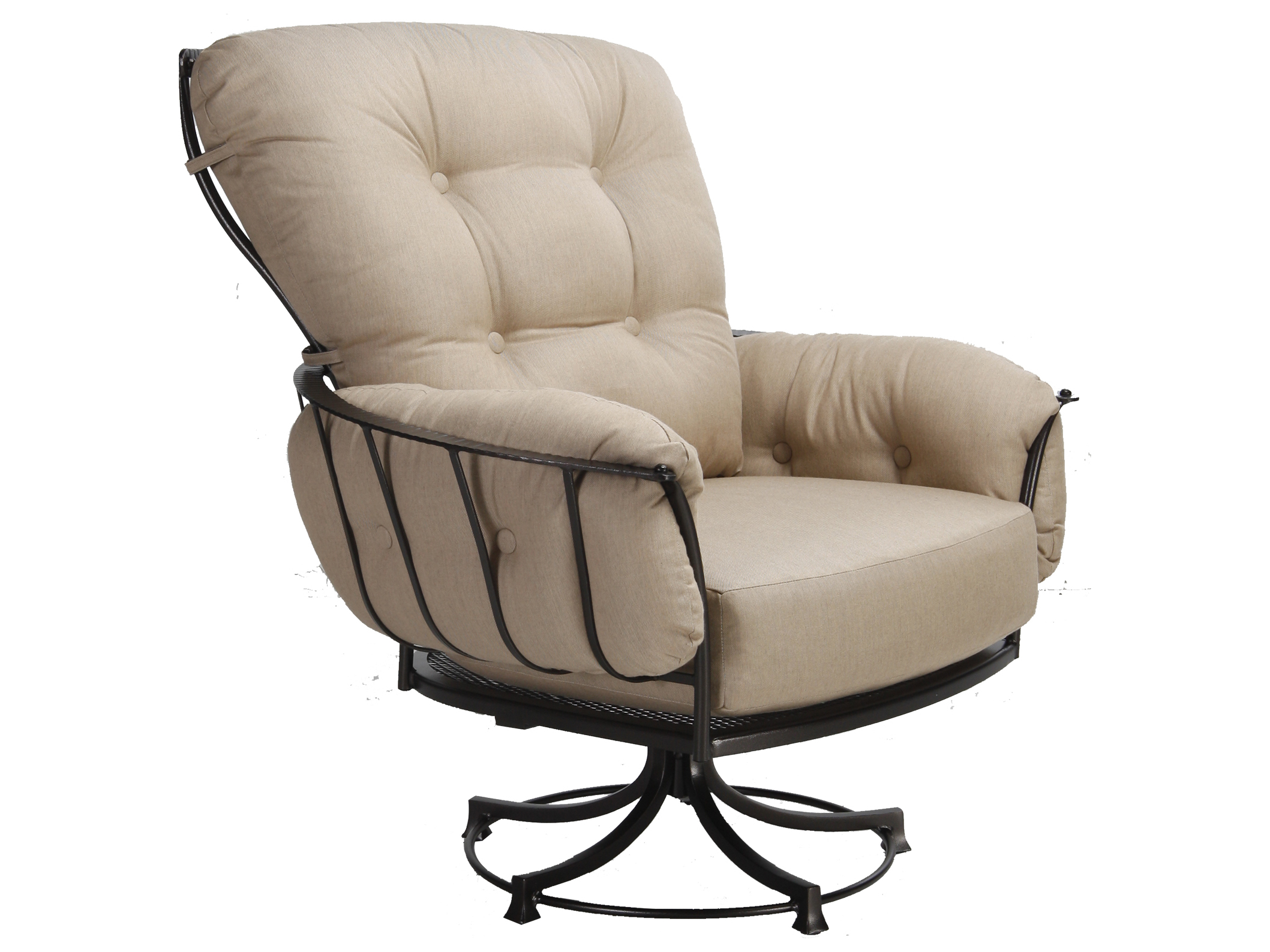 OW Lee Monterra Wrought Iron Swivel Rocker Lounge Chair 