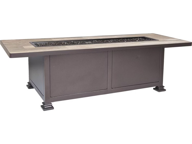 OW Lee Casual Fireside Santorini Steel Rectangular Occasional Height Fire Pit Table