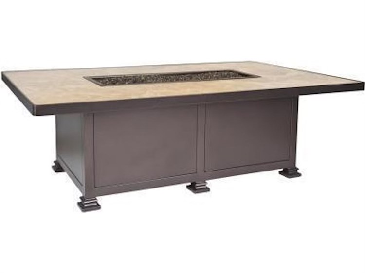 OW Lee Casual Fireside Santorini Steel Rectangular Occasional Height Fire Pit Table
