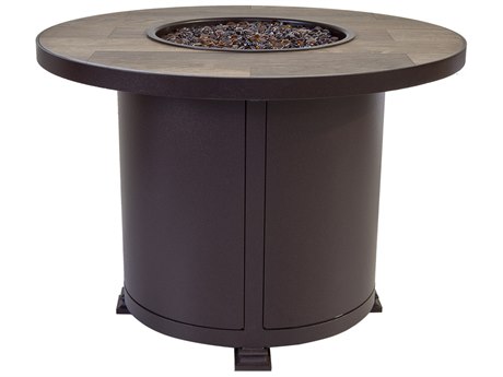 OW Lee Casual Fireside Santorini Wrought Iron 36'' Round Chat Height Fire Pit Table