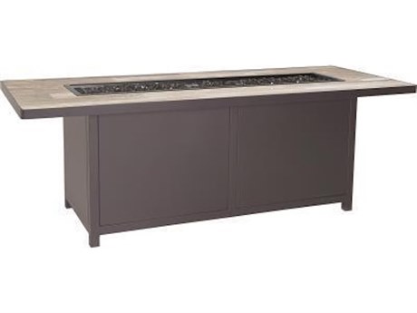 OW Lee Casual Fireside Elba Aluminum Rectangular Chat Height Fire Pit Table