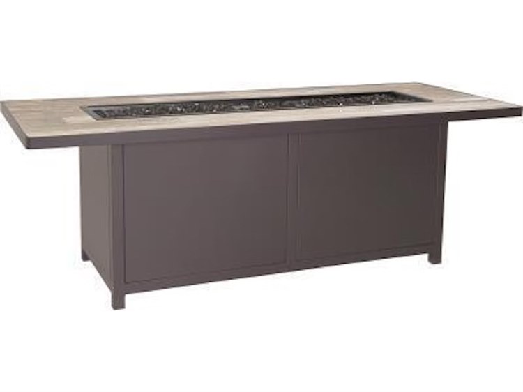 OW Lee Casual Fireside Elba Aluminum Rectangular Chat Height Fire Pit Table