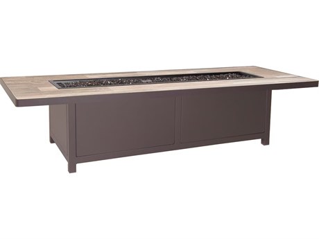 OW Lee Casual Fireside Elba Aluminum Rectangular Occasional Height Fire Pit Table