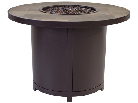 OW Lee Casual Fireside Elba Aluminum 36'' Round Chat Height Fire Pit Table