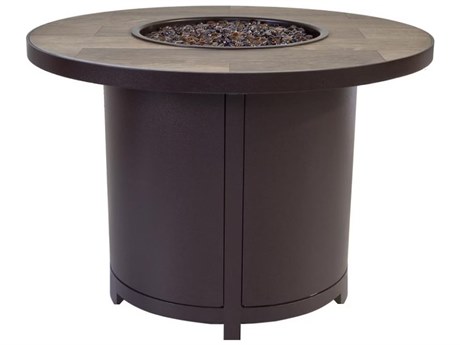 OW Lee Casual Fireside Elba Aluminum Round Chat Height Fire Pit Table