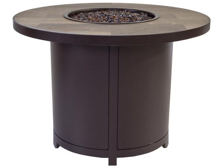 OW Lee Casual Fireside Elba Aluminum Round Chat Height Fire Pit Table