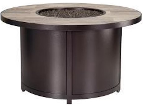 OW Lee Casual Fireside Elba Aluminum Round Chat Height Fire Pit Table