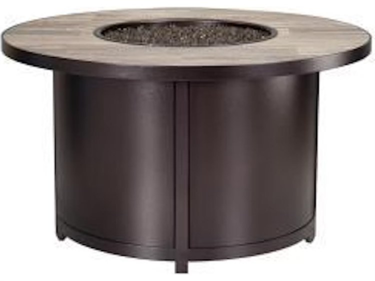 OW Lee Casual Fireside Elba Aluminum Round Chat Height Fire Pit Table