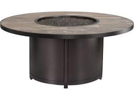 OW Lee Casual Fireside Elba Aluminum Round Chat Height Fire Pit Table