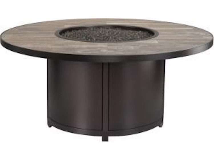 OW Lee Casual Fireside Elba Aluminum Round Chat Height Fire Pit Table