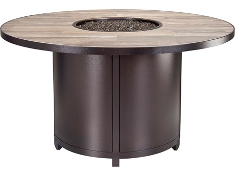 OW Lee Casual Fireside Elba Aluminum Round Dining Height Fire Pit Table