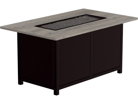 OW Lee Casual Fireside Volante Aluminum Rectangular Chat Height Fire Pit Table