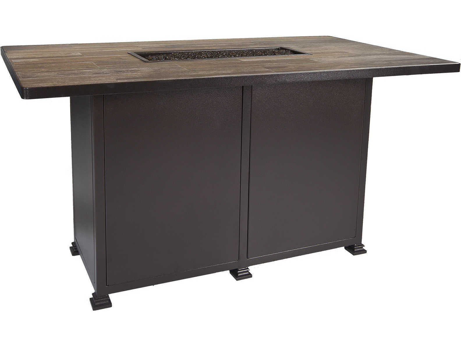 OW Lee Casual Fireside Santorini Wrought Iron 72 x 42 Rectangular Counter Height Fire Pit Table