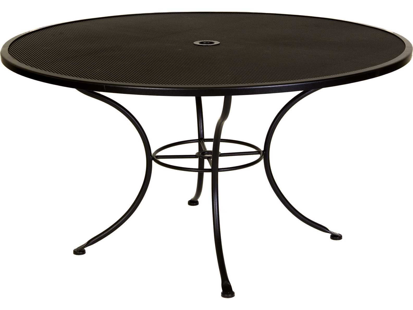 OW Lee Micro Mesh Wrought Iron 54 Round Dining Table with Umbrella Hole ...